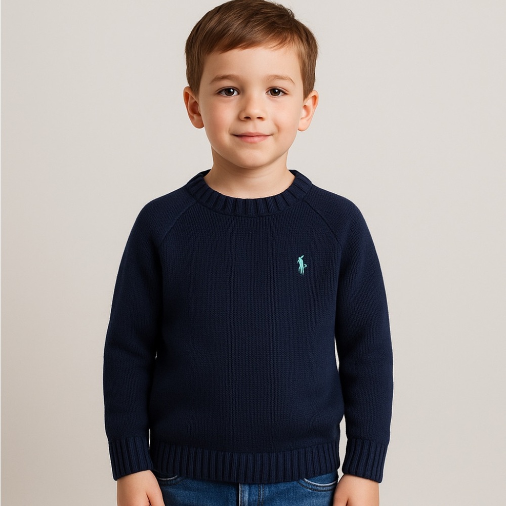 Polo by Ralph Lauren Kids Navy Cotton Sweater sz 6 Preppy Vintage Y2K Classic
